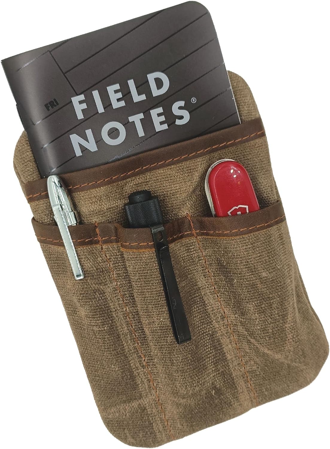 EDC Pouch 6 Pockets Protector Waxed Canvas and Leather Pocket Organizer Mini Pouch for Men