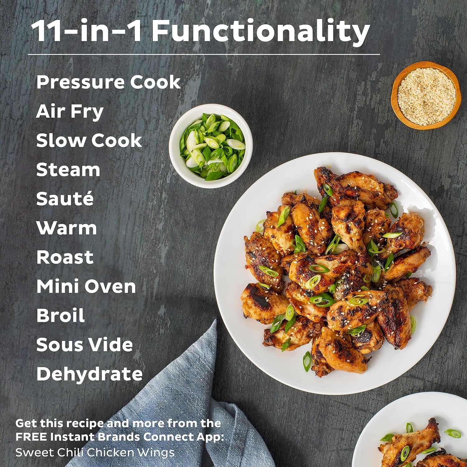 Instant Pot Duo Crisp 11-in-1 Air Fryer and Electric Pressure Cooker Combo with Multicooker Lids that Air Fries, Steams, Slow Cooks, Sautés, Dehydrates,  More, Free App With Over 800 Recipes, 8 Quart