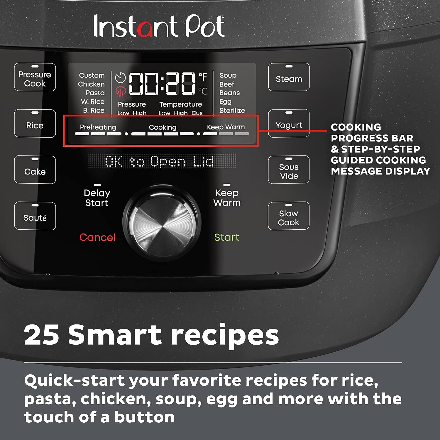 Instant Pot RIO Wide Plus, 7.5 Quarts 35% Larger Cooking Surface, WhisperQuiet Steam Release, 9-in-1 Electric Multi-Cooker, Pressure Cooker, Slow Cooker, Rice Cooker, Steamer, Sauté, Cake  Warmer