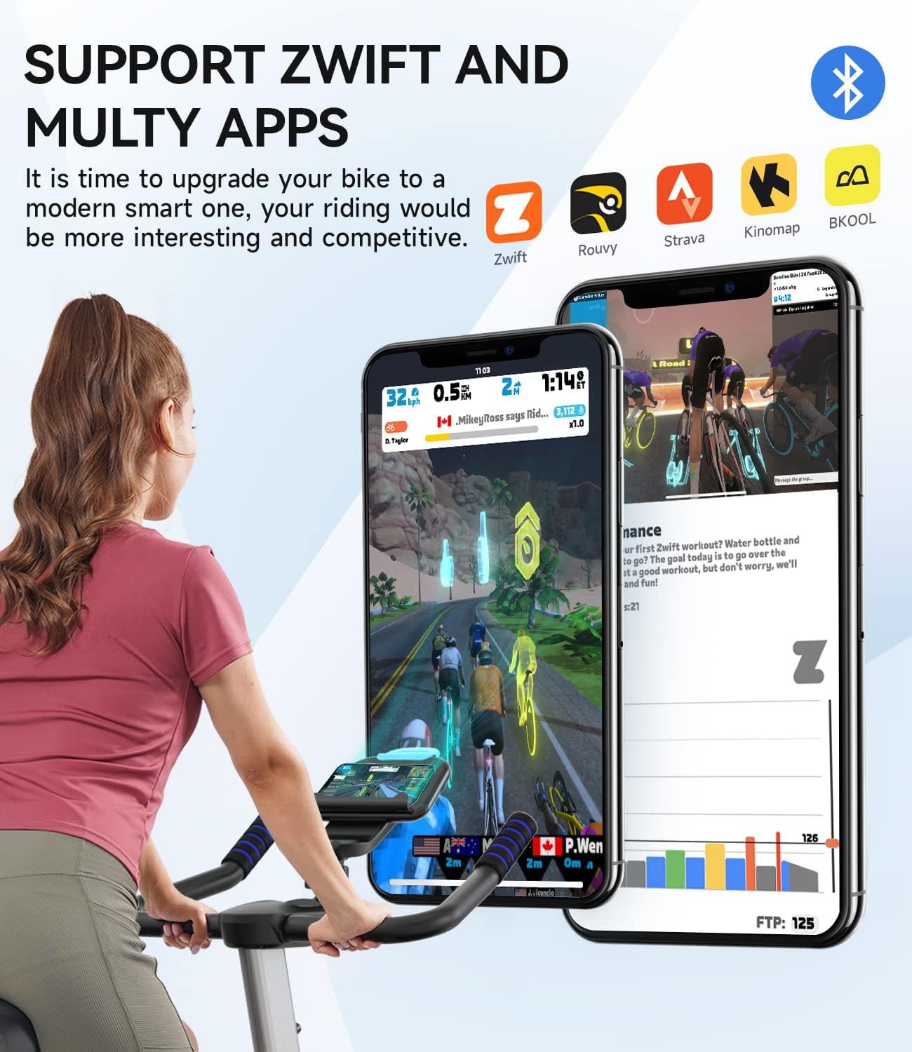 Pooboo Magnetic Exercise Bike Stationary, Indoor Cycling Bike with Built-In Bluetooth Sensor Compatible with Exercise bike apps Ipad Mount, Comfortable seat and Slant Board, Silent Belt Drive, 350LBS Weight Capacity (D626-S)
